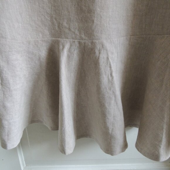 Tan 100% Linen High Low Peplum Back Lagenlook Tunic XL/1X - Picture 9 of 11